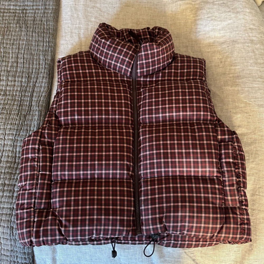 Madewell Plaid Cropper Puffer Vest - Size S